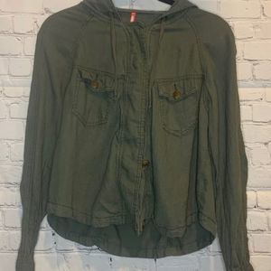 Union Bay Womens Junior Girls Button up Hooded Shirt/Jacket size Small